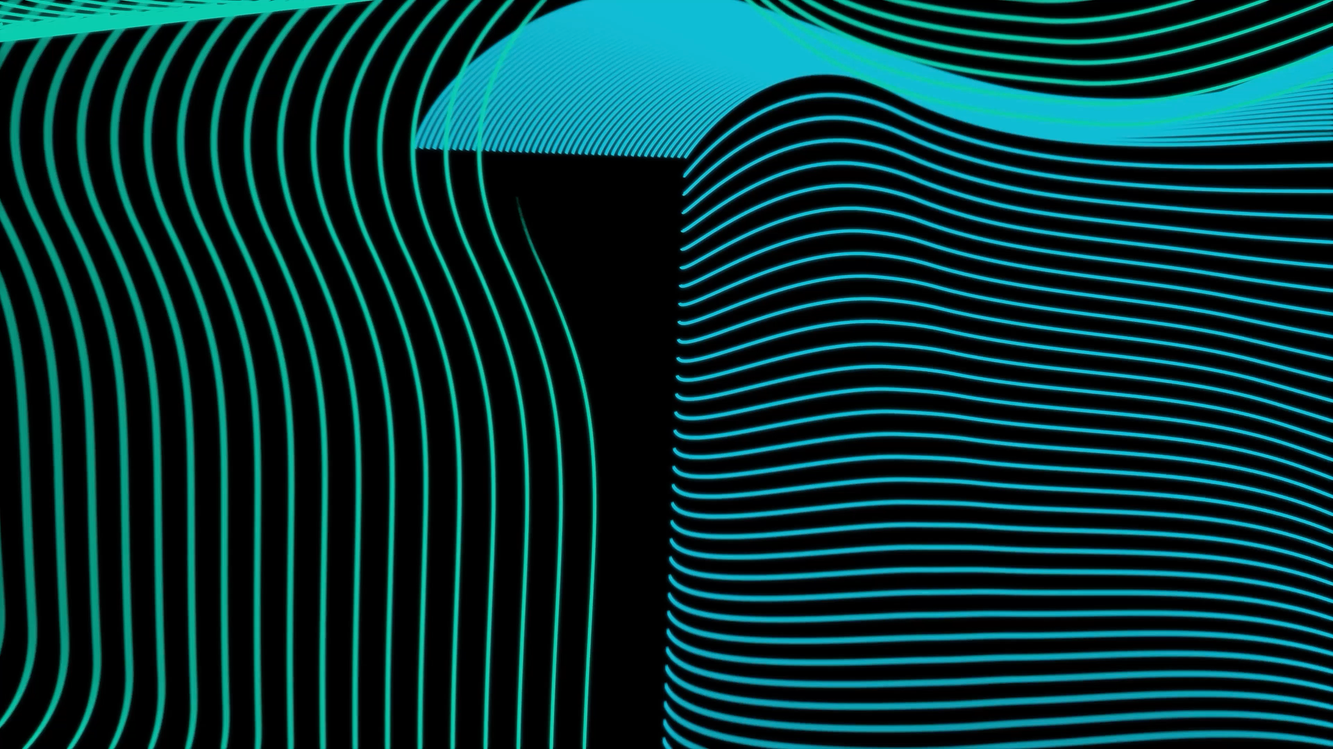 Generative cyan wave-line pattern on black evoking sound frequencies for Raised By Sound Fest.