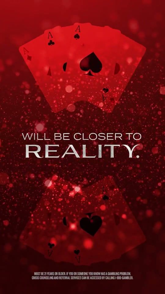 Mobile ad featuring a large red diamond with the text 'WILL BE CLOSER TO REALITY' over a red geometric background.
